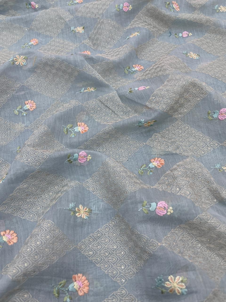 Chanderi Embroidery (Color Available) 44"Inch