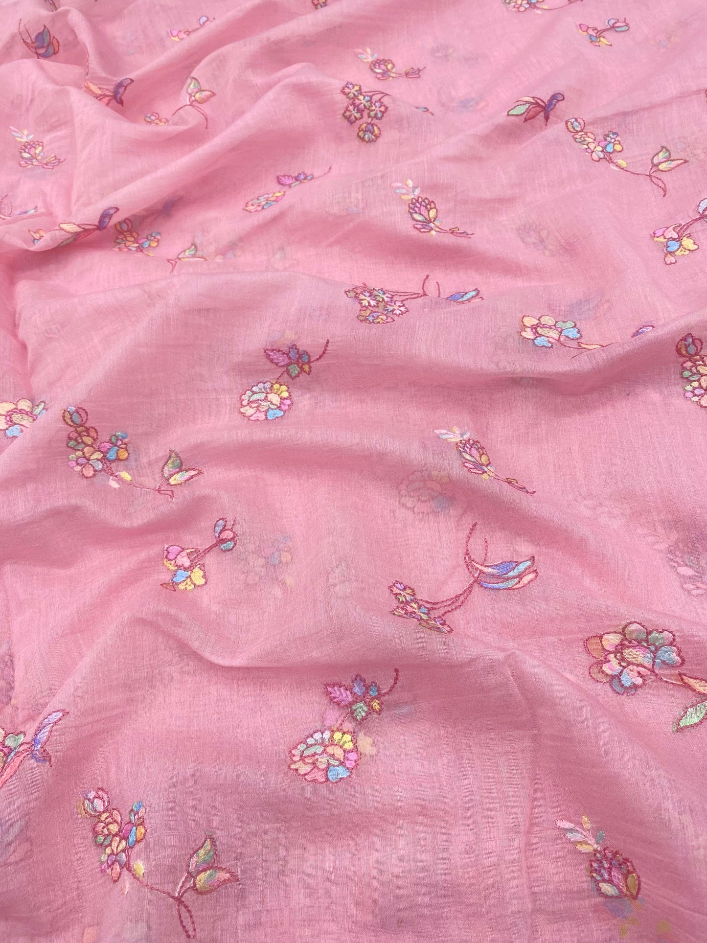 Chanderi Multithread Embroidery (Color Available) 44"Inch