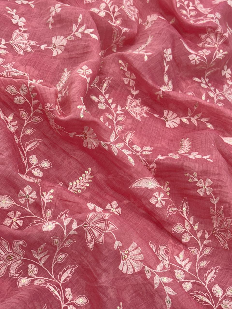 Chanderi Embroidery (Color Available) 44"Inch