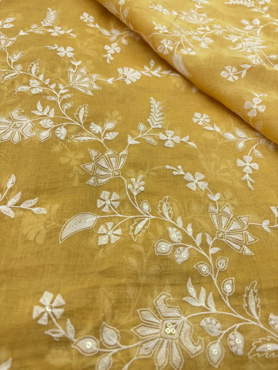 Chanderi Embroidery Suit Set (Color Available) 44"Inch