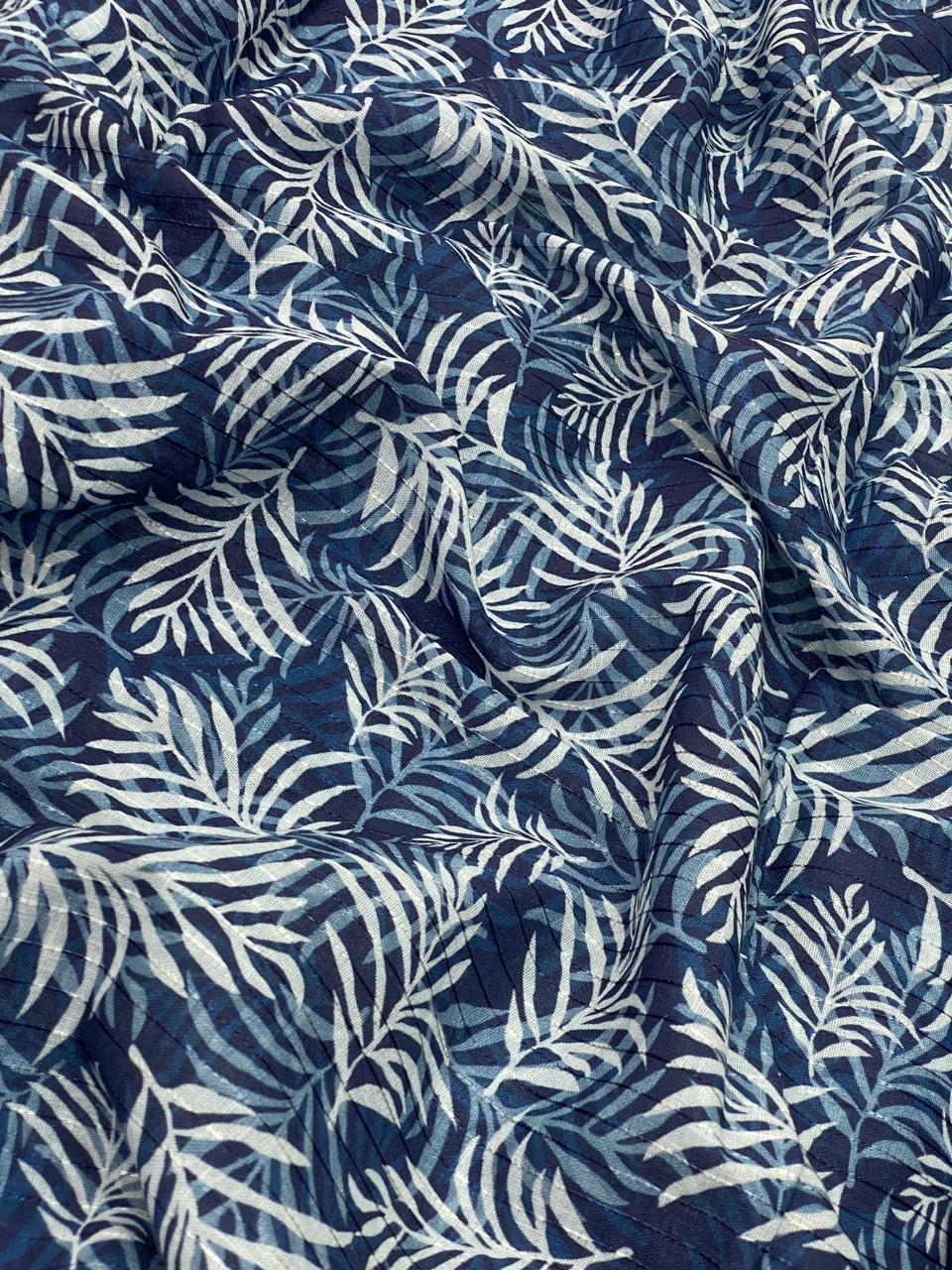 Cotton Self Stripes Embroidery With Print