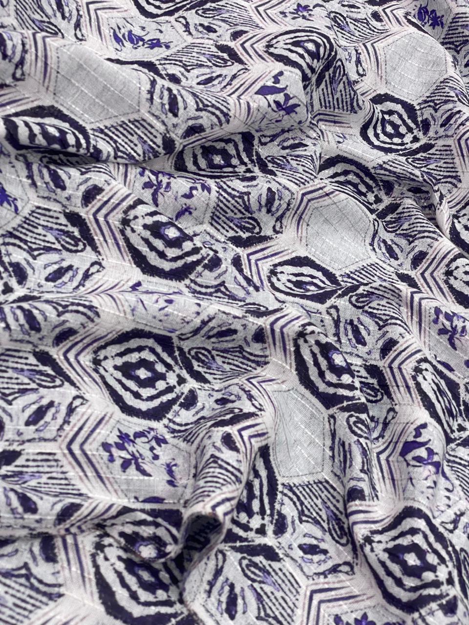 Cotton Self Stripes Embroidery With Print