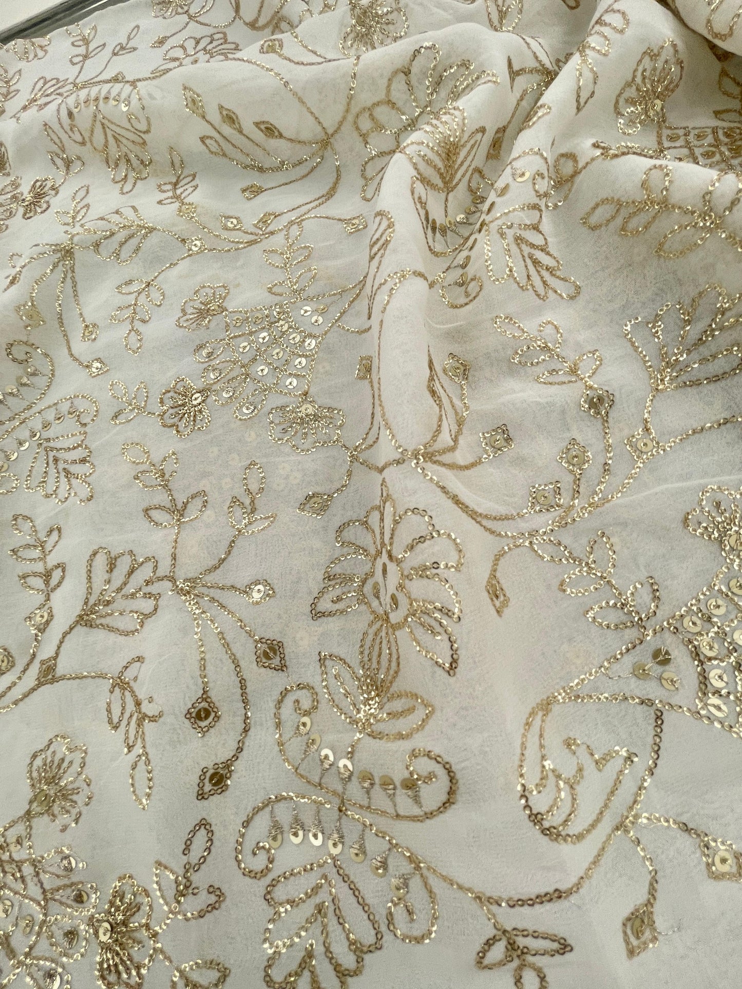 Georgette zari Work Embroidery Dyeable