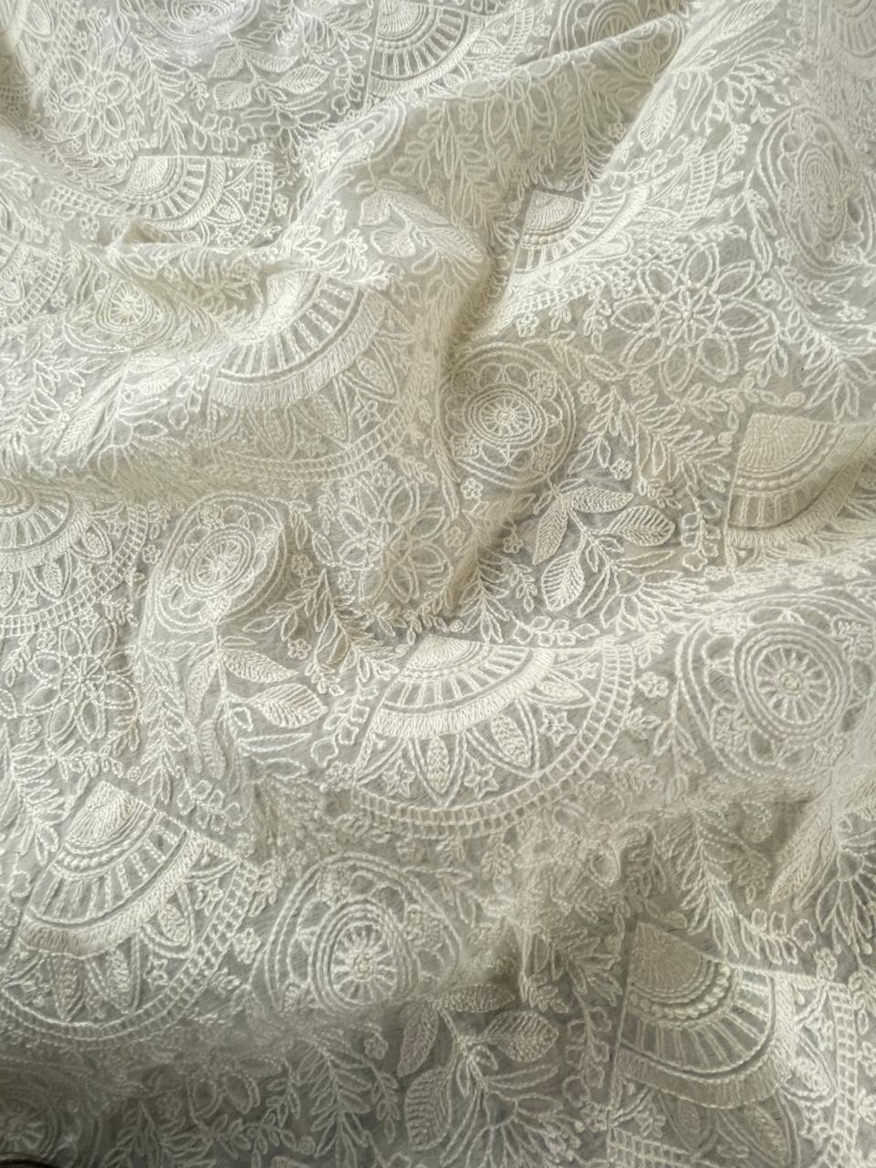 Chanderi Silk Embroidery (Dyeable) 44"inch