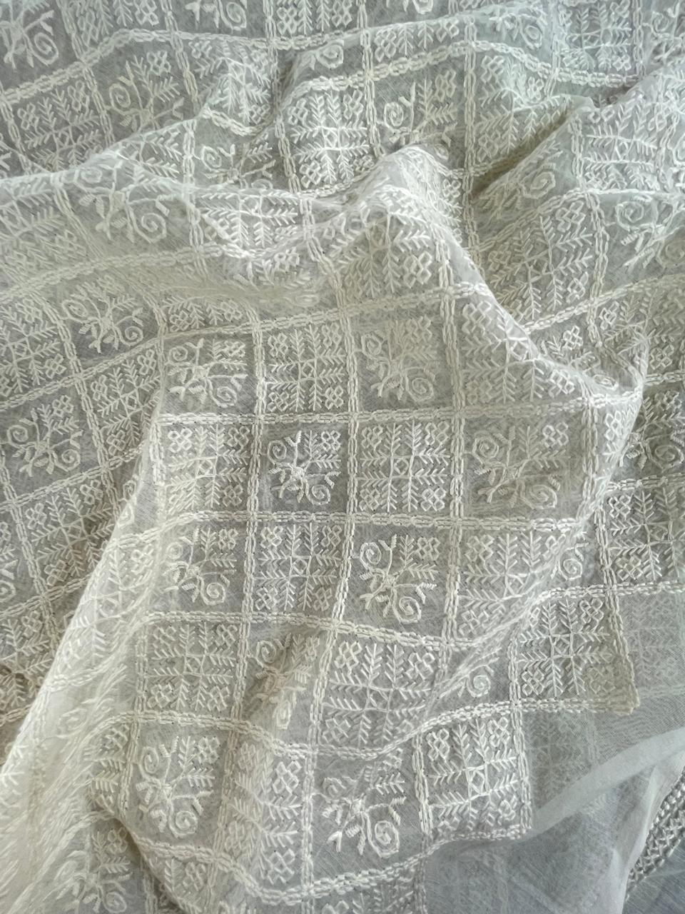 Chanderi Silk Embroidery (Dyeable) 44"inch