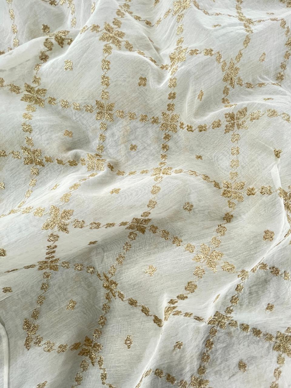 Chanderi Silk Embroidery (Dyeable) 44"inch