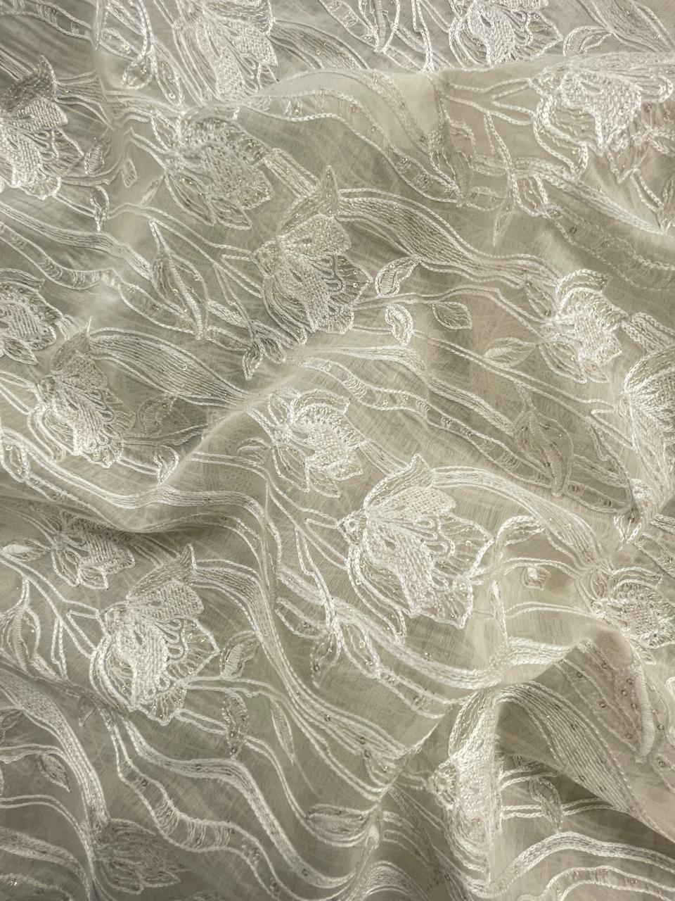 Chanderi Silk Embroidery (Dyeable) 44"inch