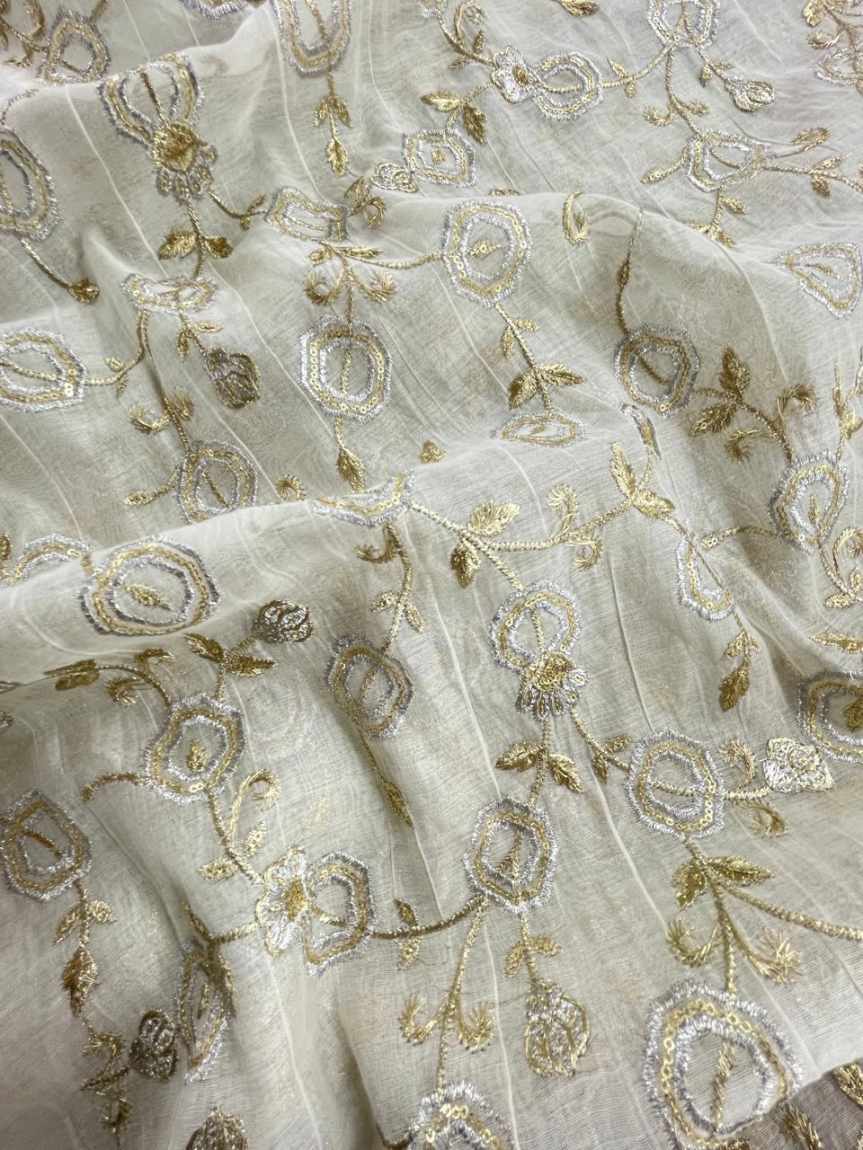 Chanderi Silk Embroidery (Dyeable) 44"inch