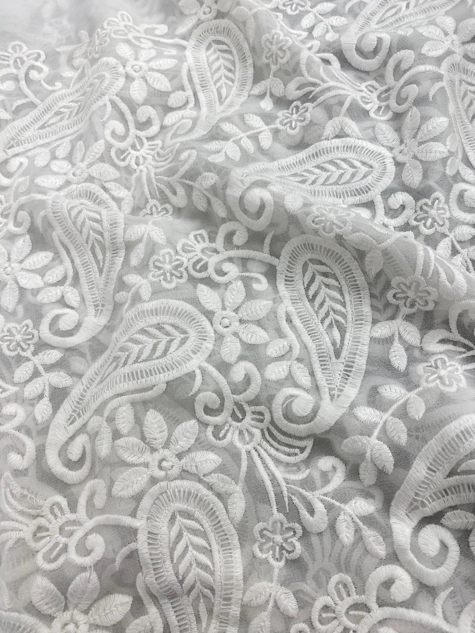 Georgette zari Work Embroidery Dyeable