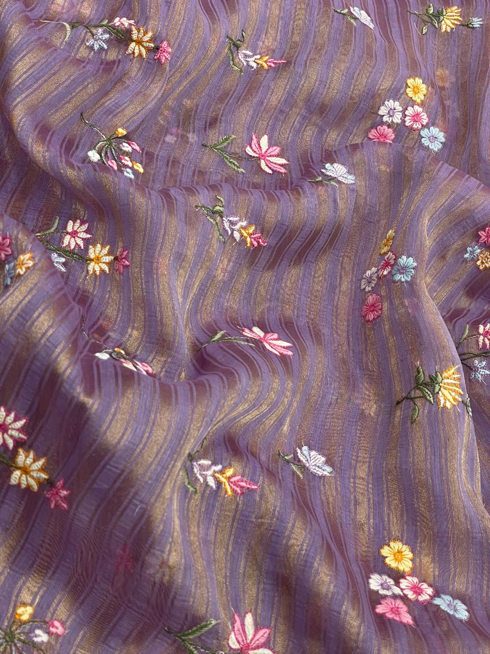 Chanderi Zari Work With Multithread Embroidery
