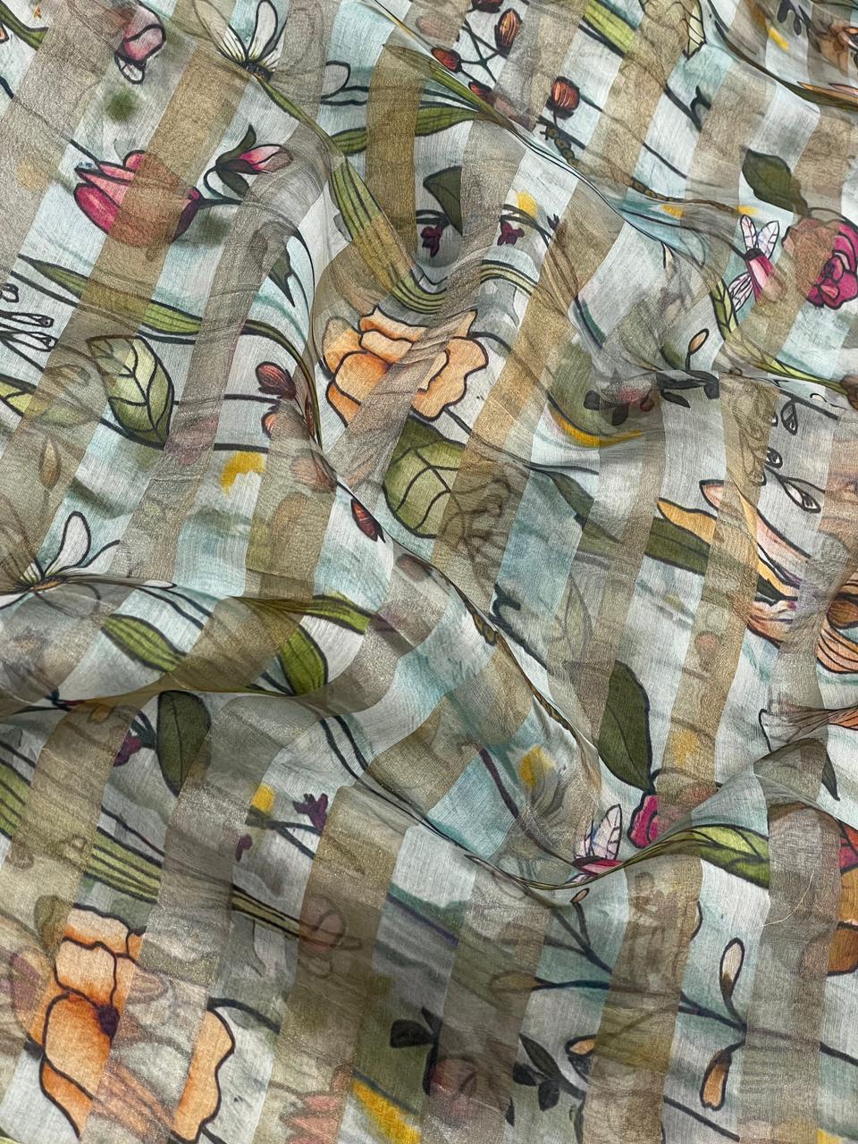 Chanderi Zari Stripe Print (44"inch)