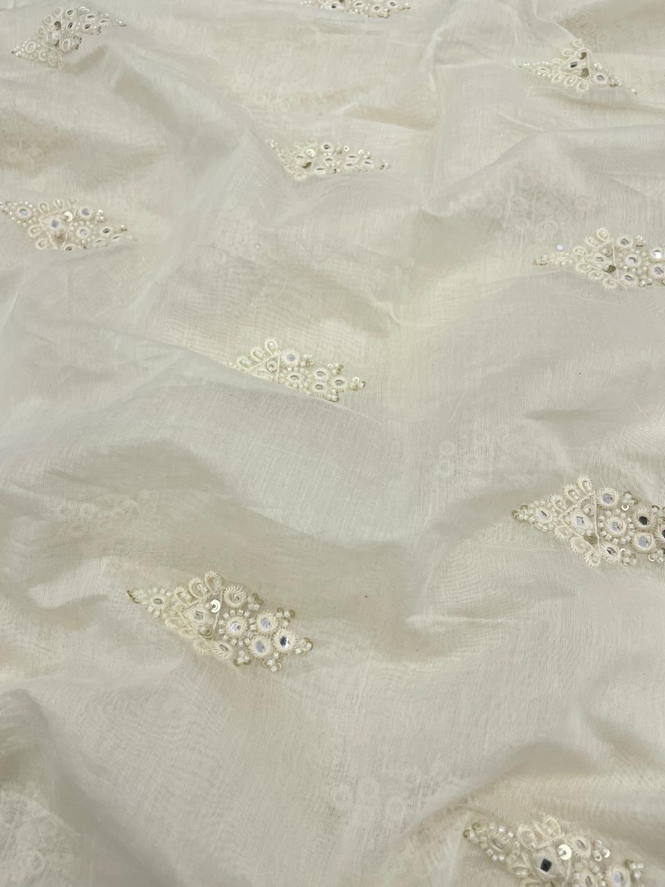 Chanderi Silk Embroidery (Dyeable) 44"inch