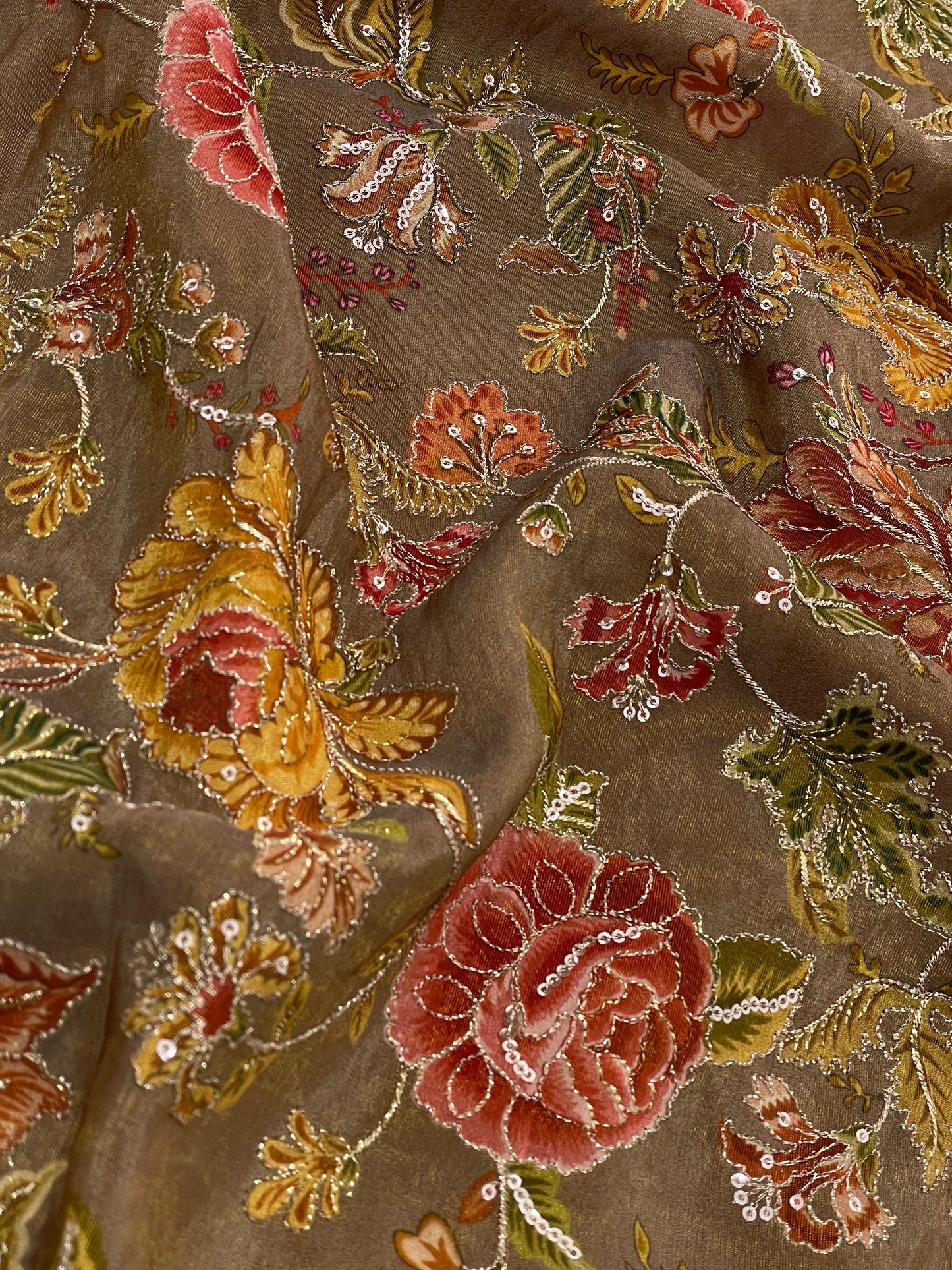 Tissue Position Print With Embroidery (44"inch)