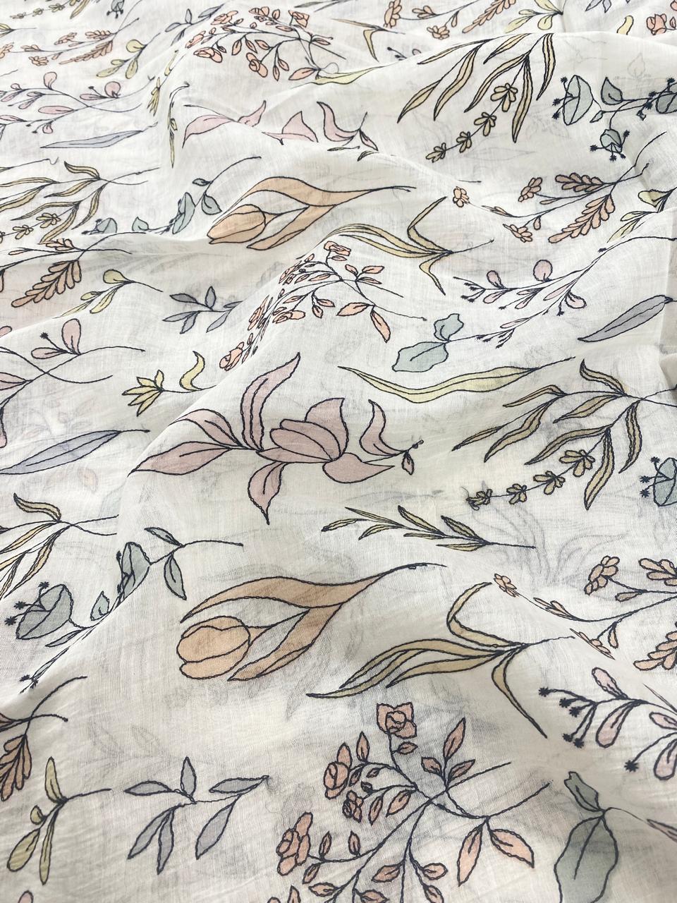 Silk Chanderi Embroidery (44"inch)
