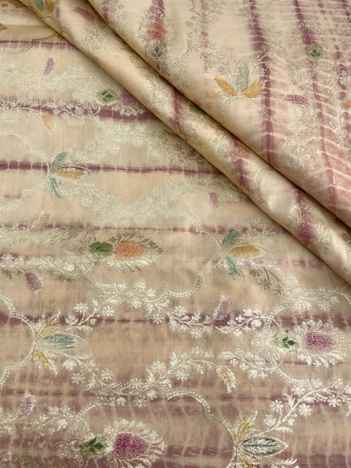 Banarasi Pure Silk Zari with Brush Paint & Shibori Dye