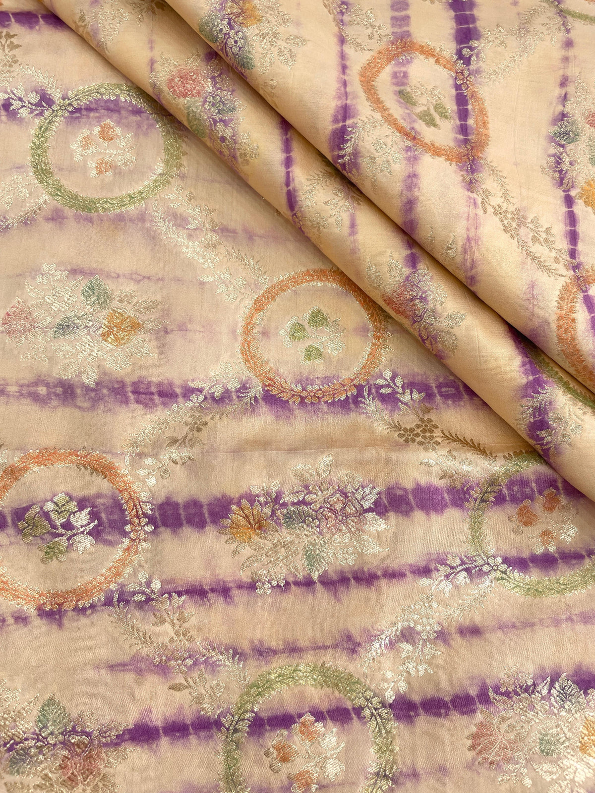 Banarasi Pure Silk Zari with Brush Paint & Shibori Dye