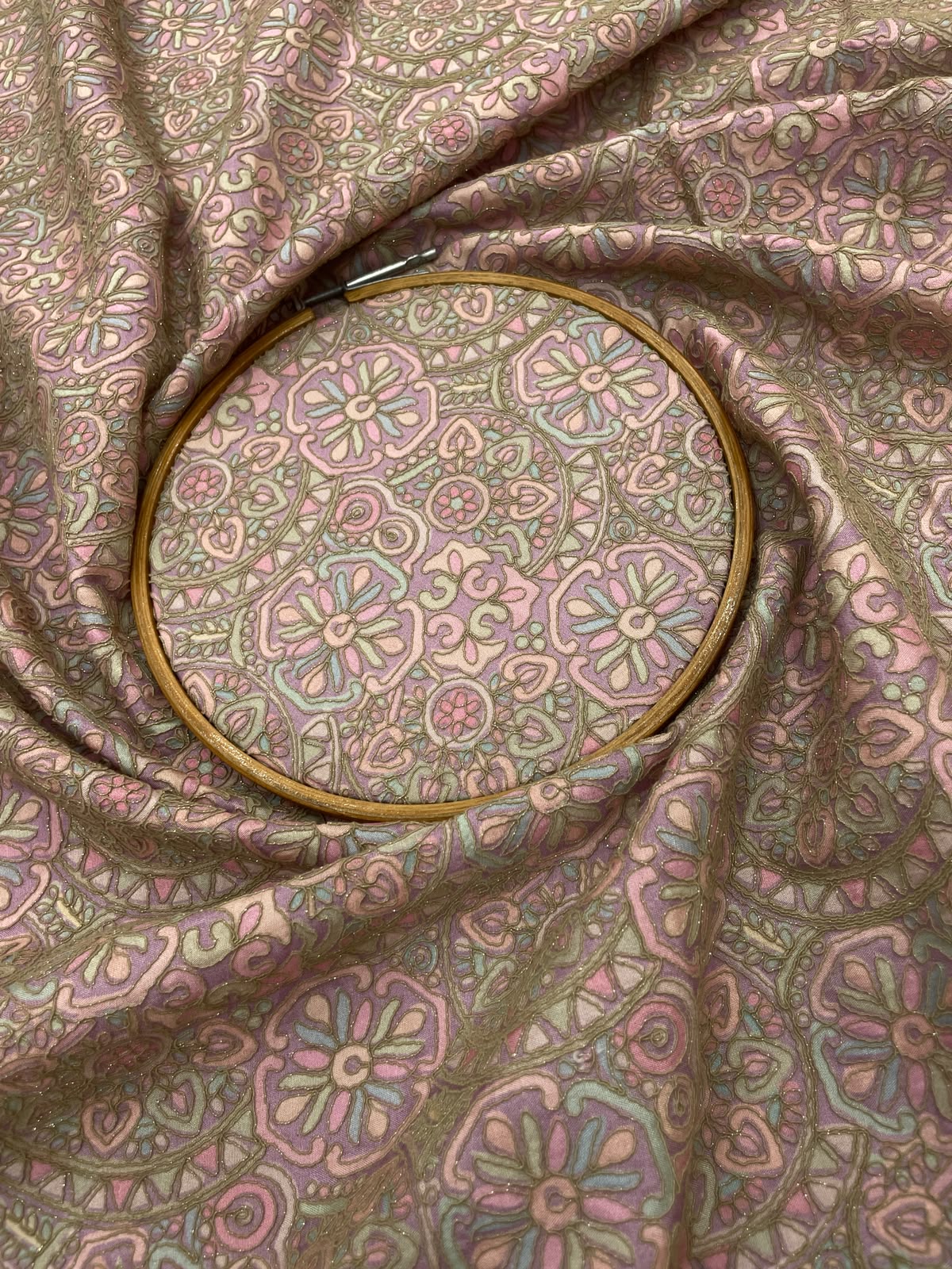 Dola Silk Position Print Embroidery (Colours Available) 44"Inch