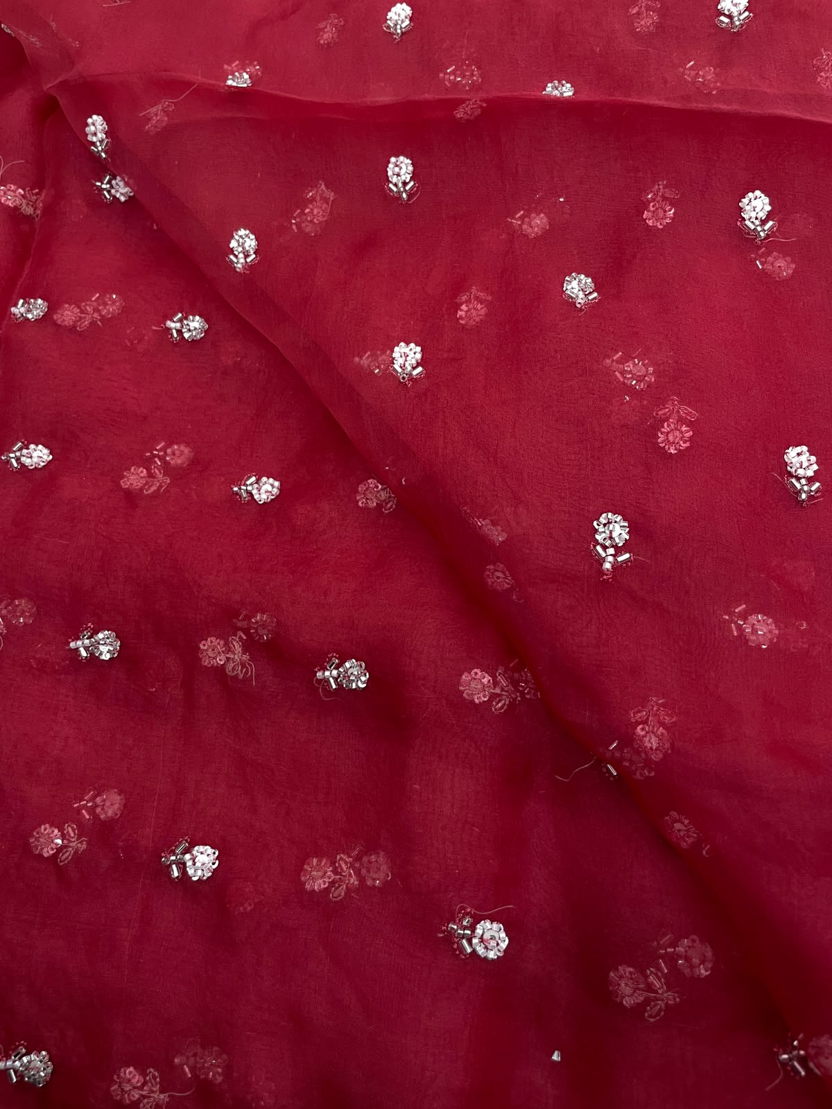 Pure Silk Organza Beads Embroidery (Colours Available) 44"Inch