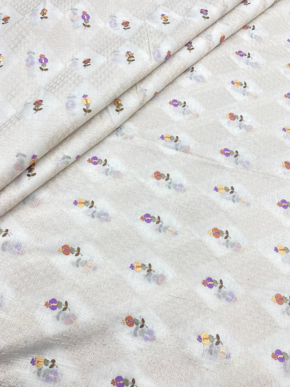 Chanderi Multithread Embroidery With Sequence