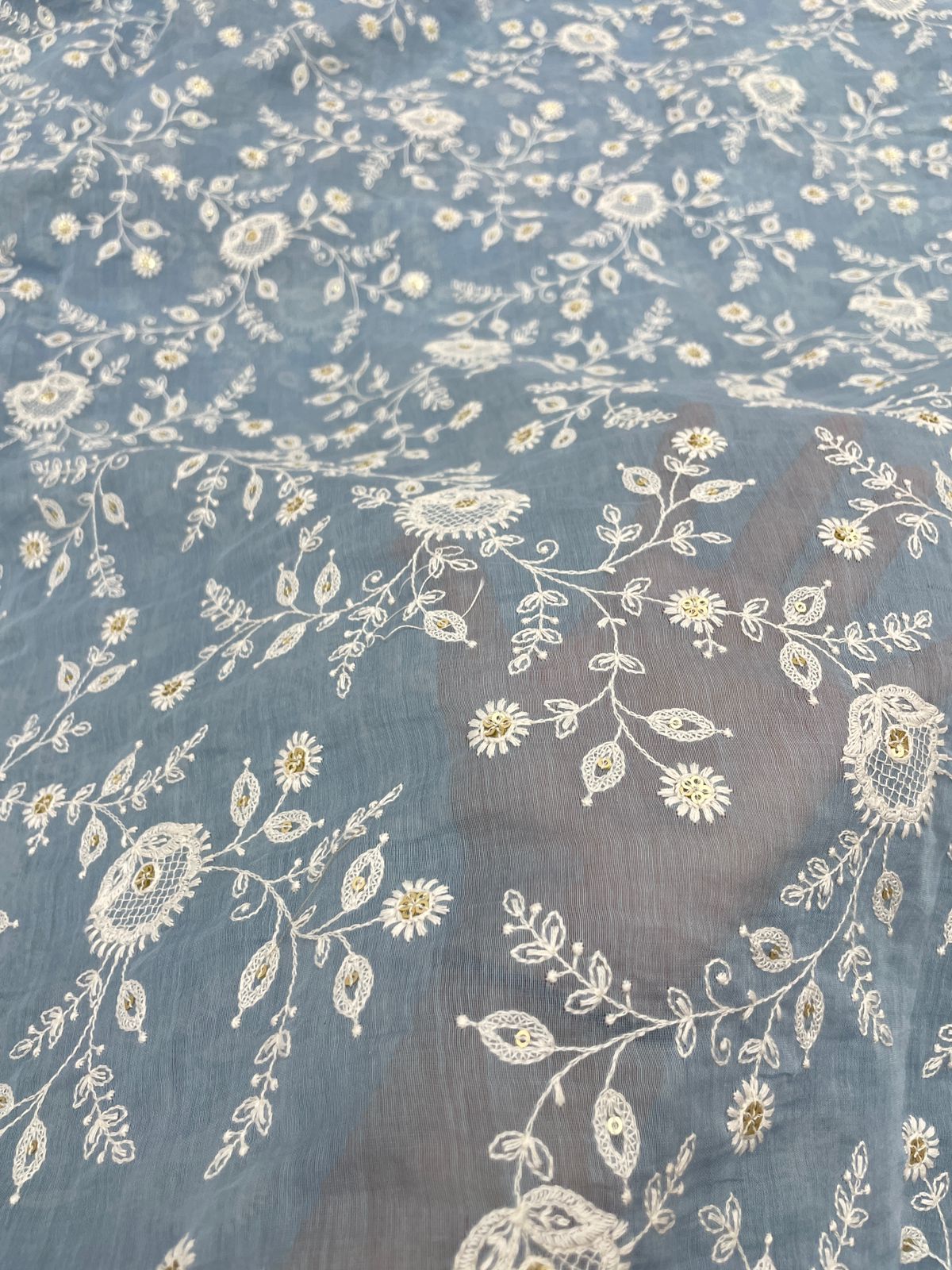 Chanderi Silk Embroidery 44"Inch (Colours Available)