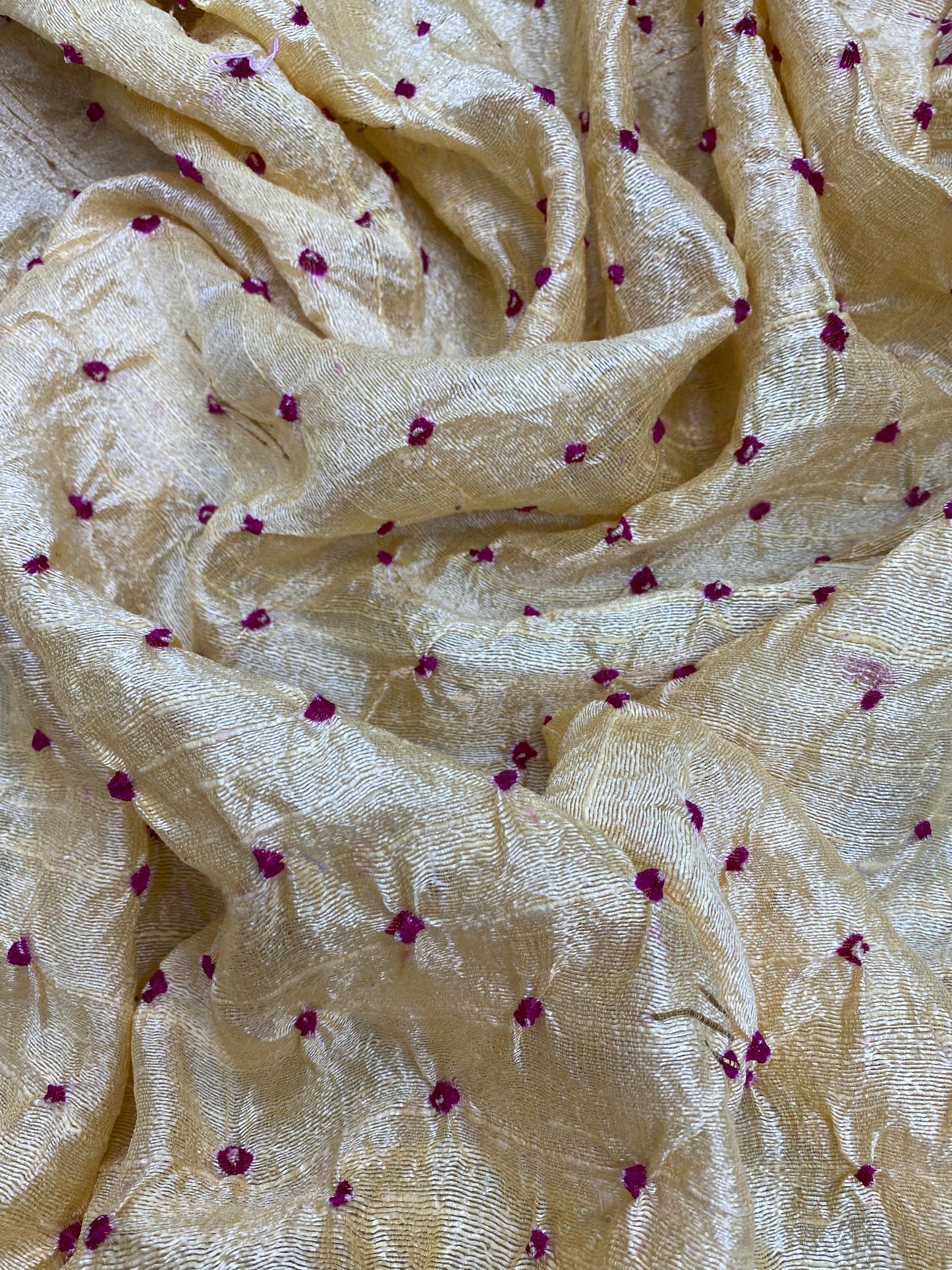 Pure Raw Silk Hand Bandhani (Colours Available)