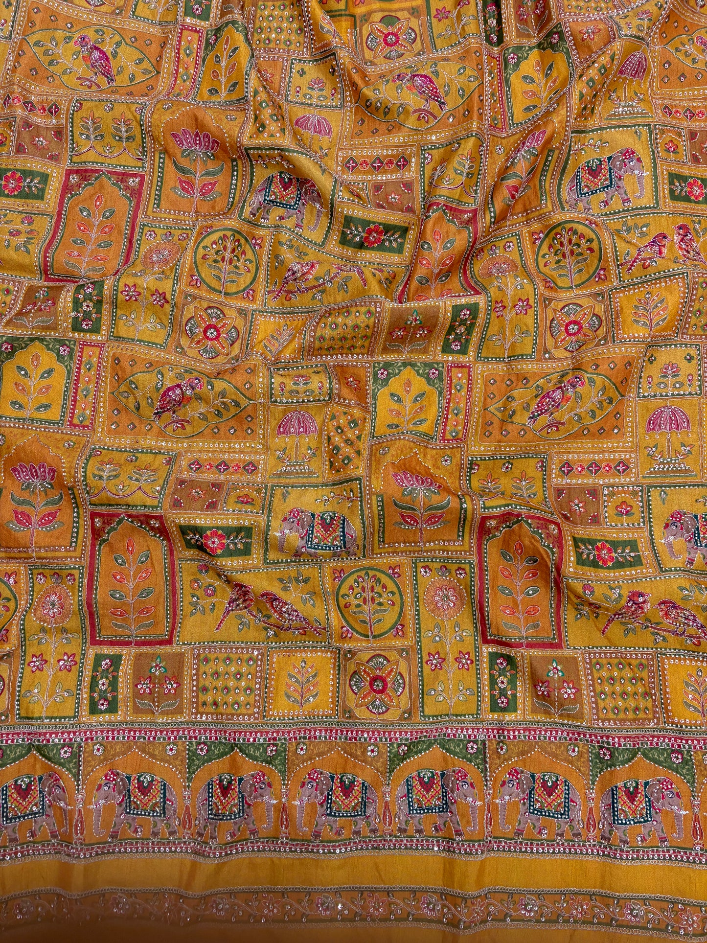 Dola Silk Print With Embroidery [54 inch]