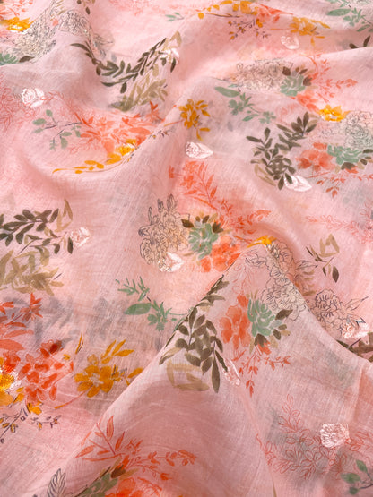 Chanderi Print with Embroidery (44”inch)