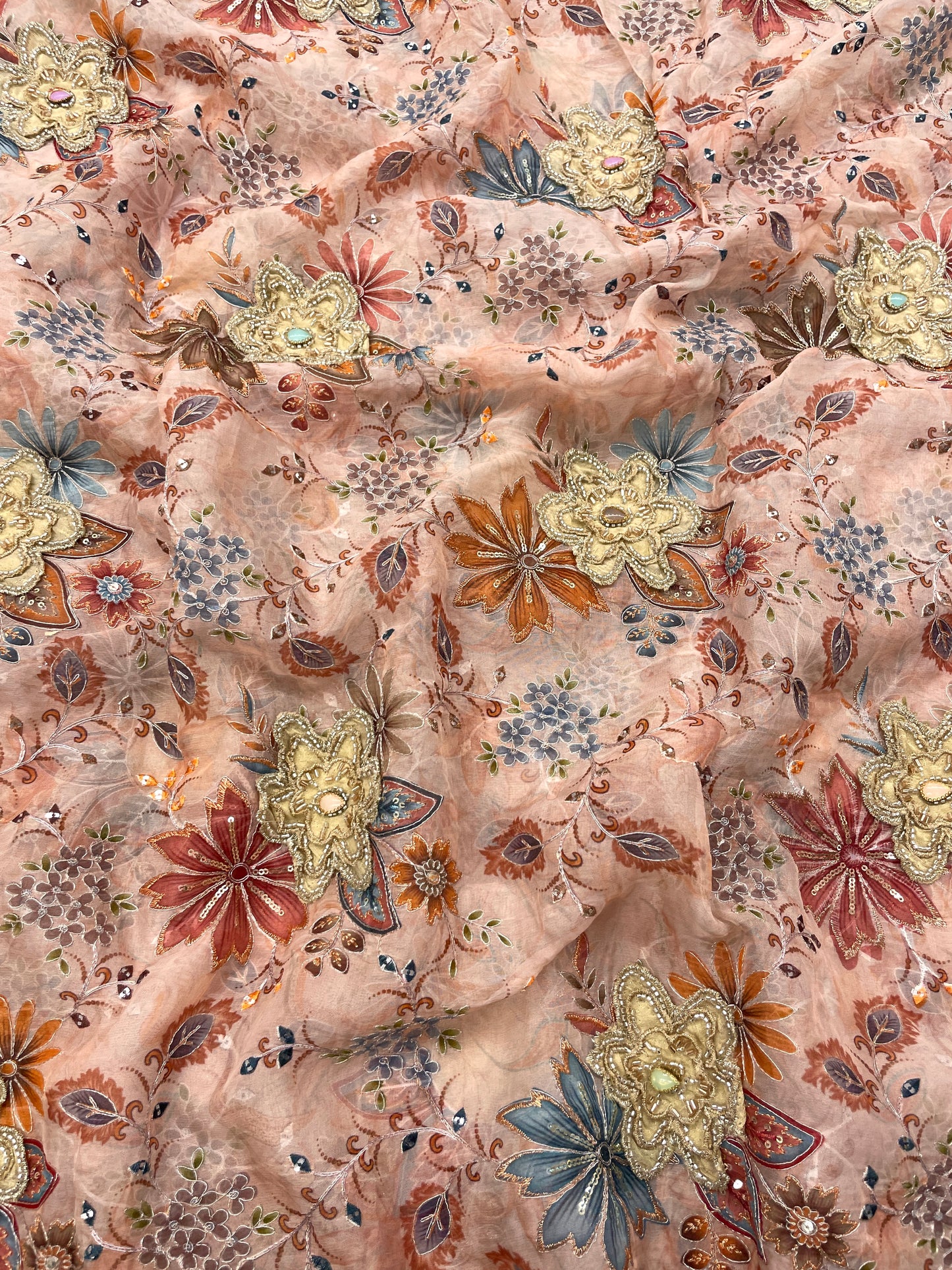 Viscose Organza with Patch Embroidery (color Available)