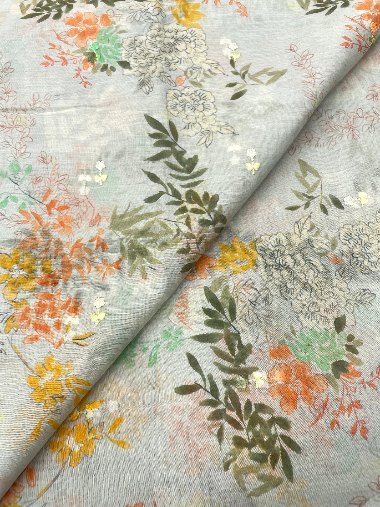 Chanderi Print with Embroidery (44”inch)