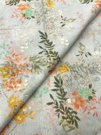 Chanderi Print with Embroidery (44”inch)