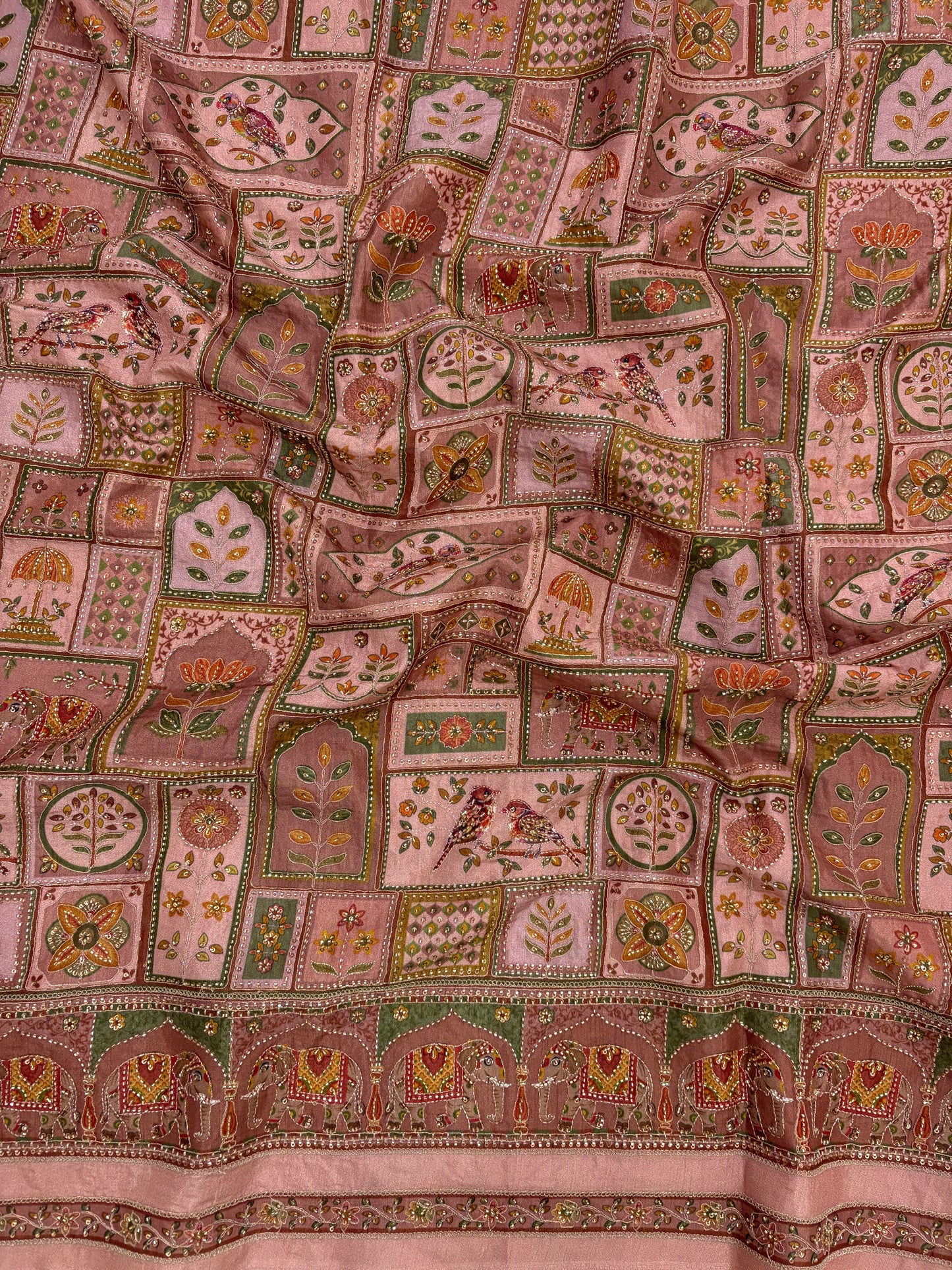 Dola Silk Print With Embroidery [54 inch]