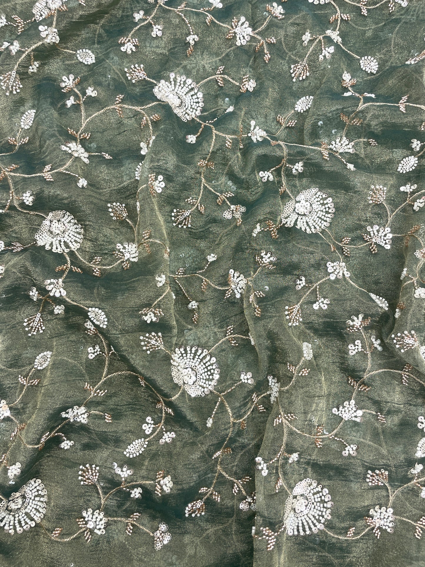 Crush Tissue Embroidery With Beads