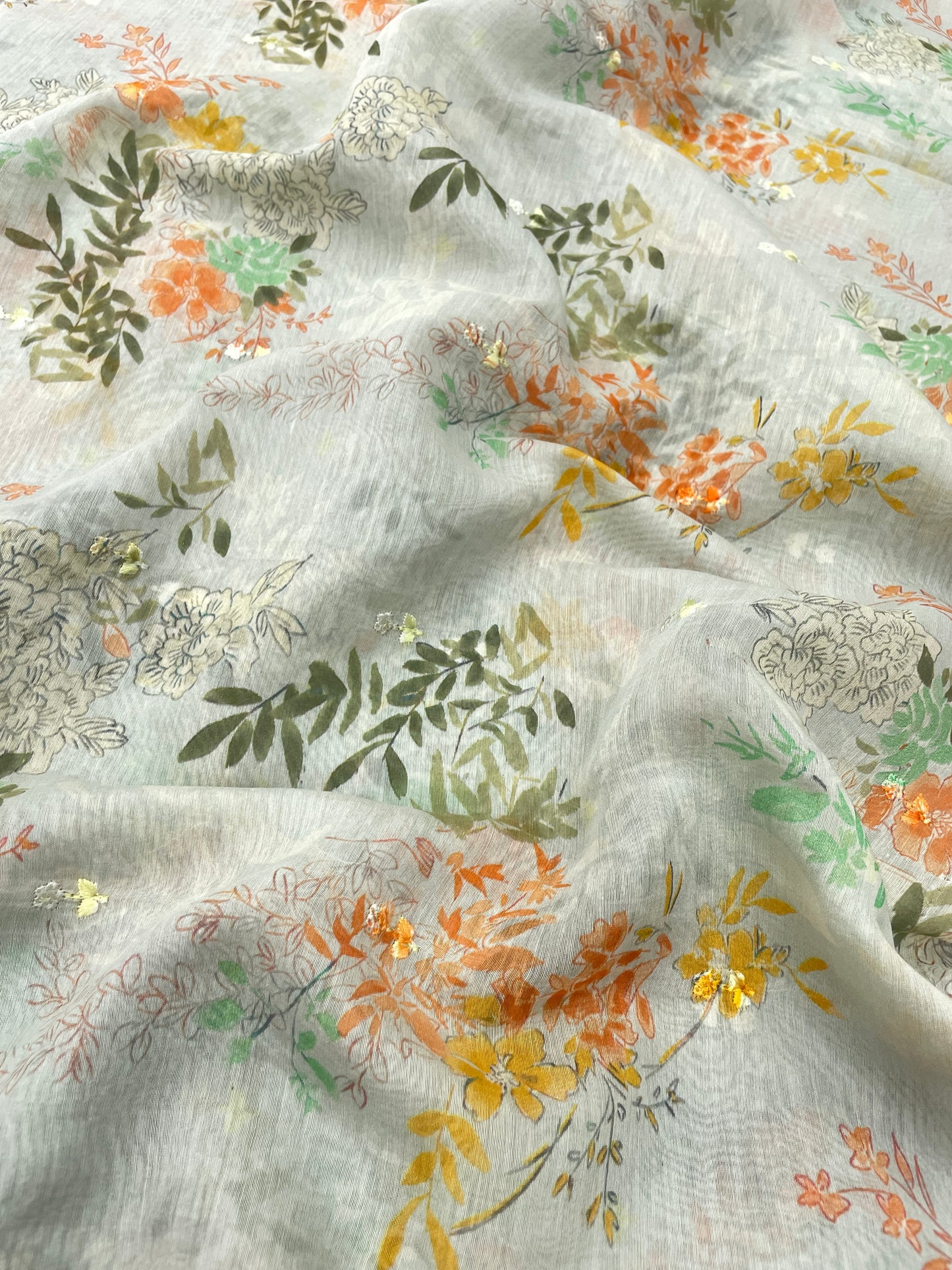 Chanderi Print with Embroidery (44”inch)
