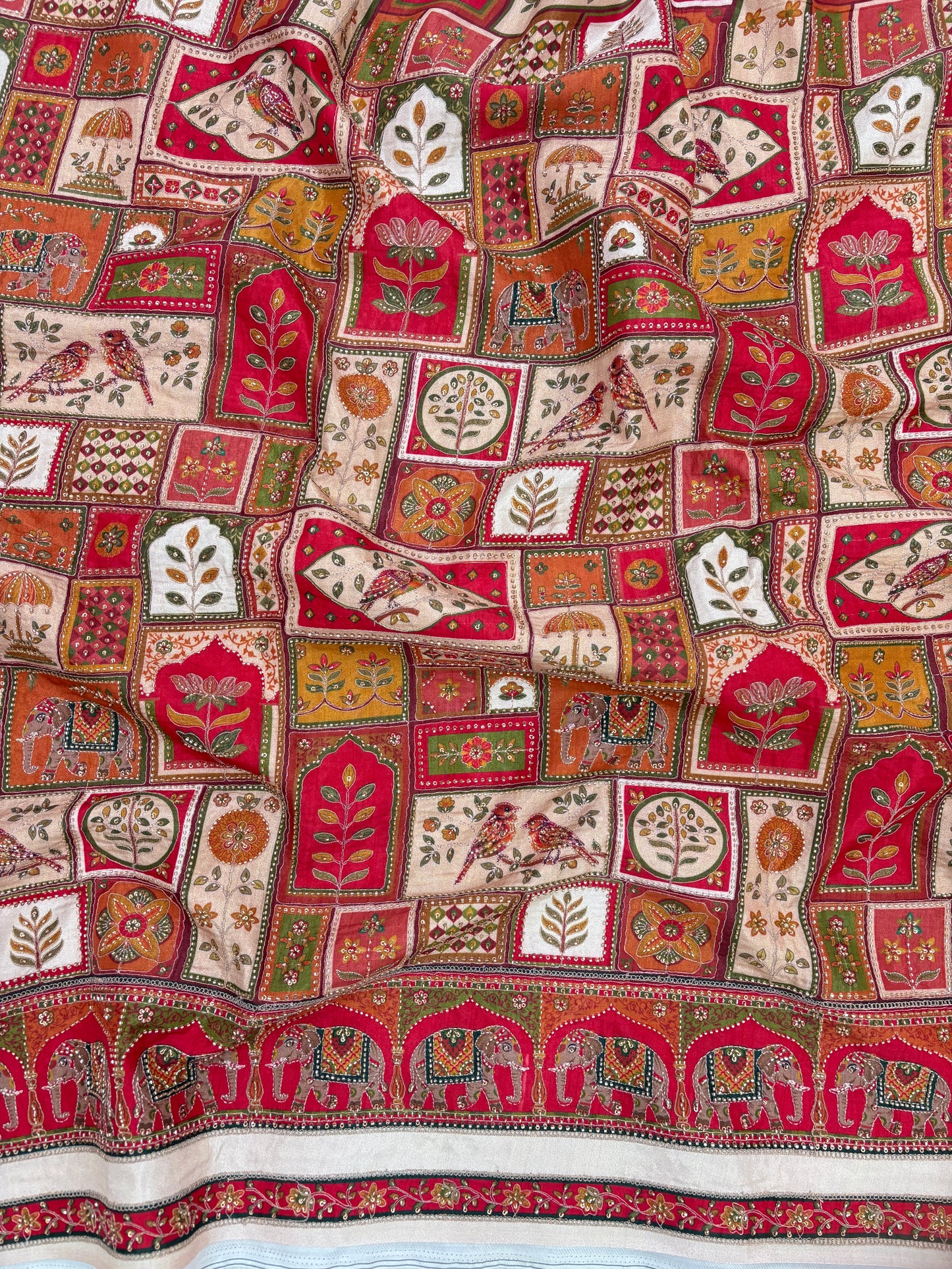 Dola Silk Print With Embroidery [54 inch]