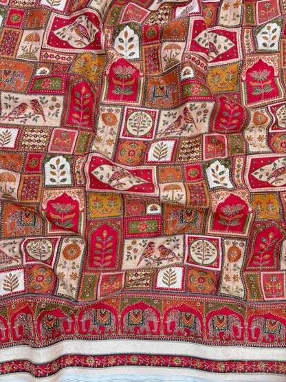 Dola Silk Print With Embroidery [54 inch]