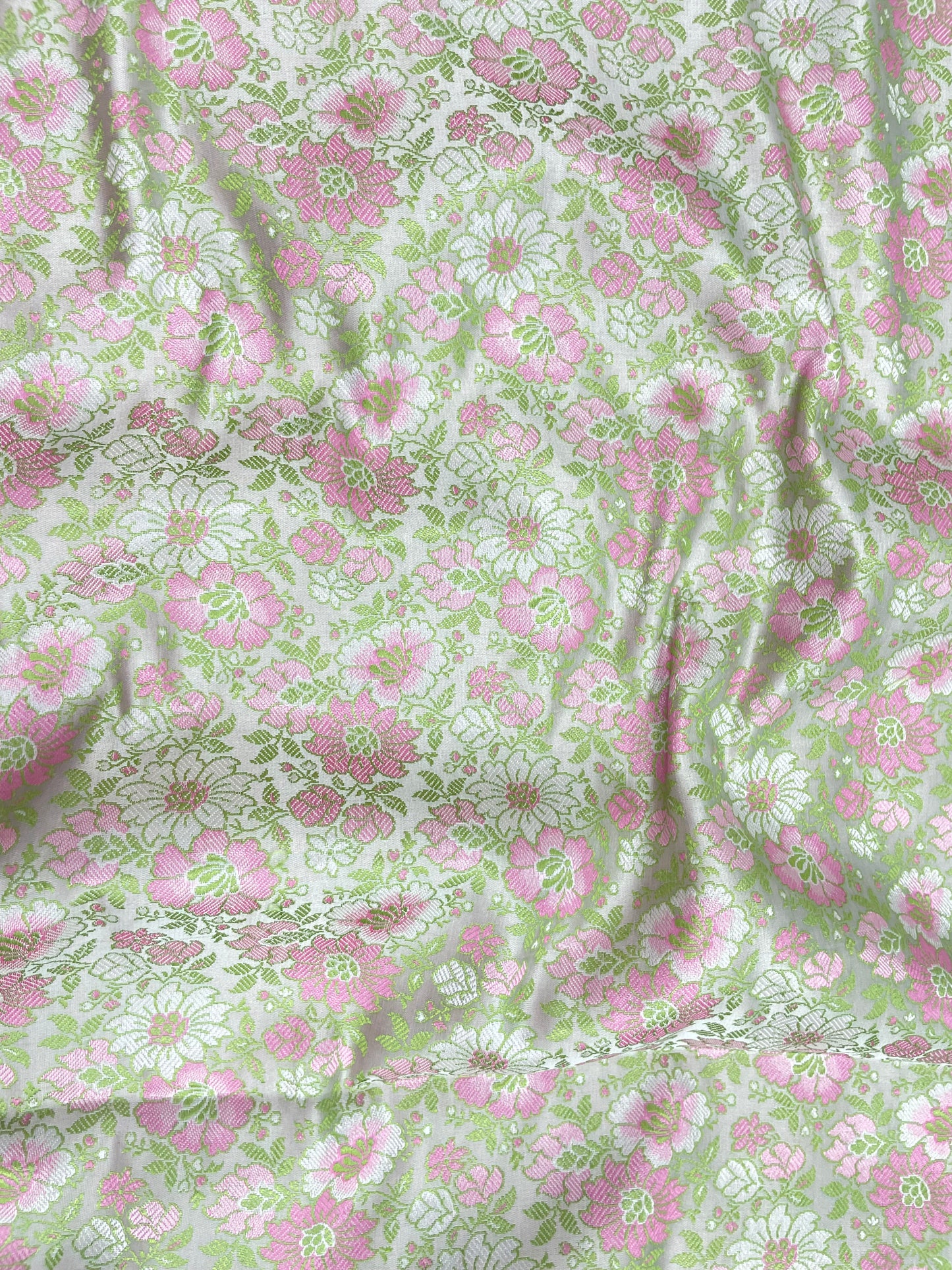 Eye Catching Flourishing Pretty Pastel Multi Color Floral Weaving On Banarasi Brocade Fabric