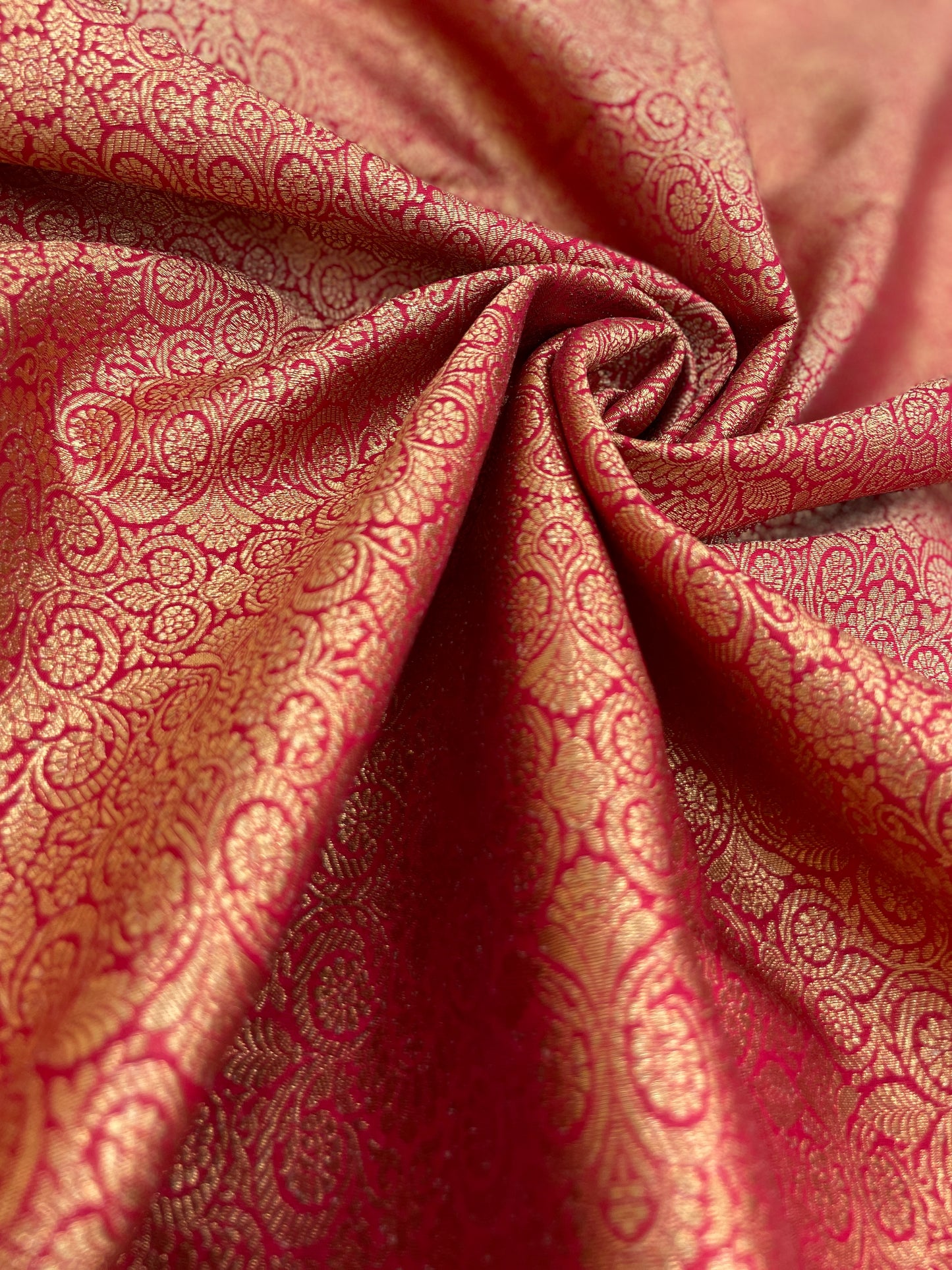 Stunning Adorable Floral Golden Zari Weaving On Banarasi Fabric