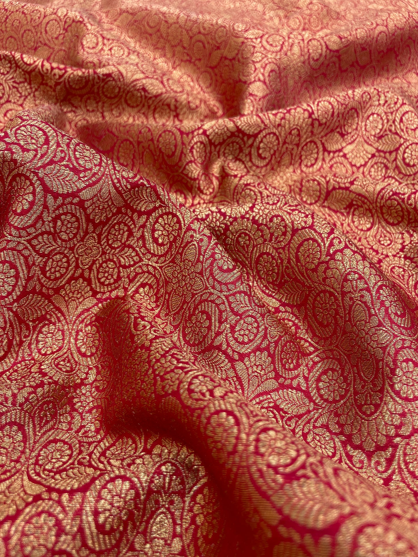 Stunning Adorable Floral Golden Zari Weaving On Banarasi Fabric