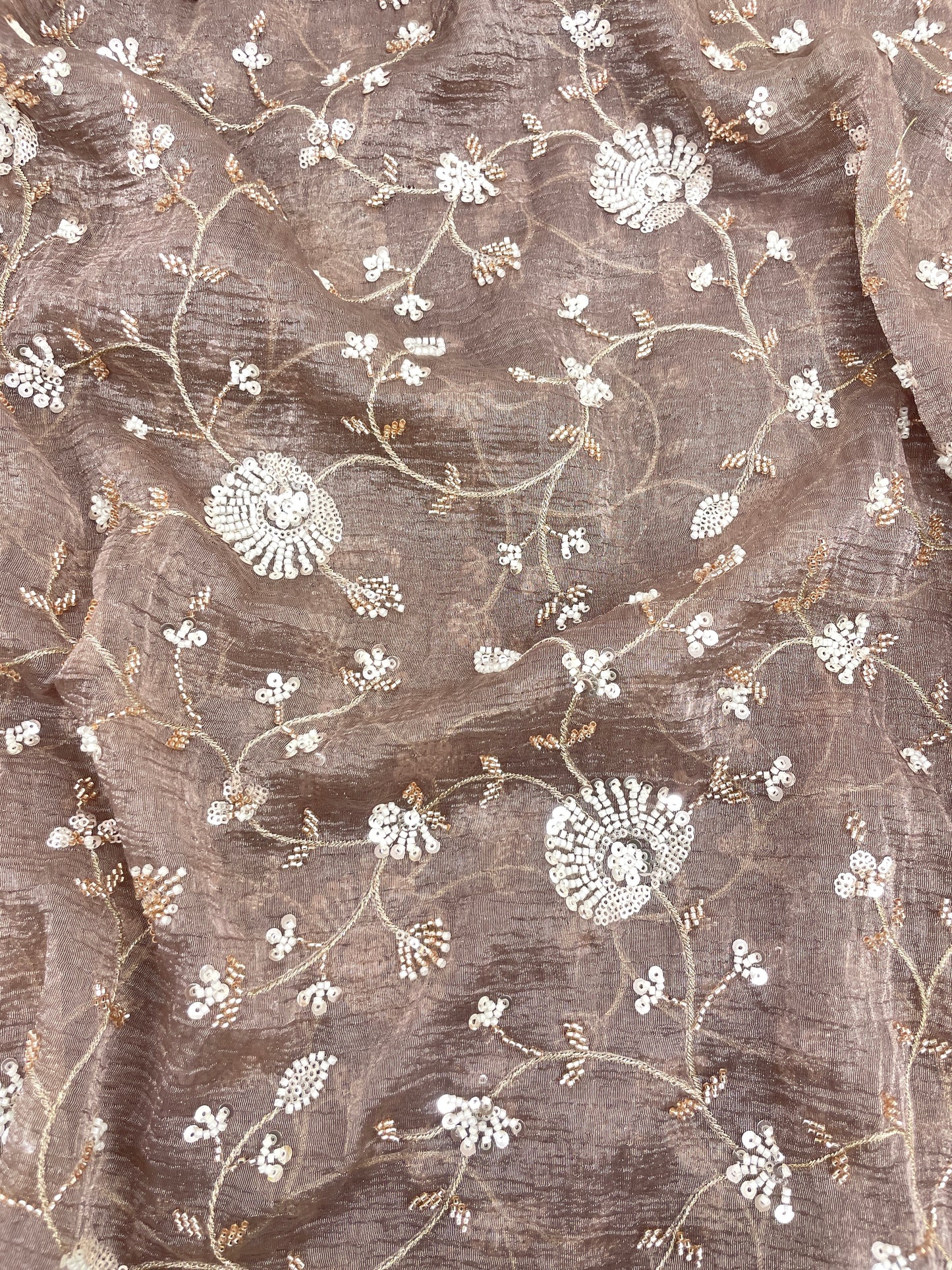 Crush Tissue Embroidery With Beads