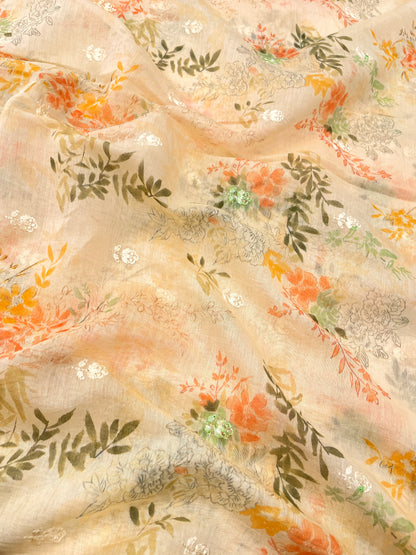 Chanderi Print with Embroidery (44”inch)