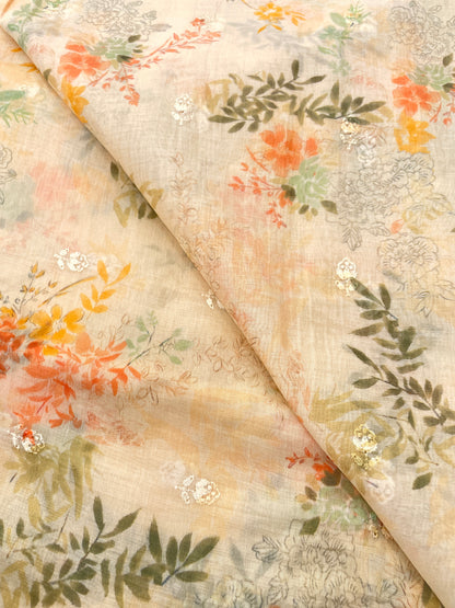 Chanderi Print with Embroidery (44”inch)