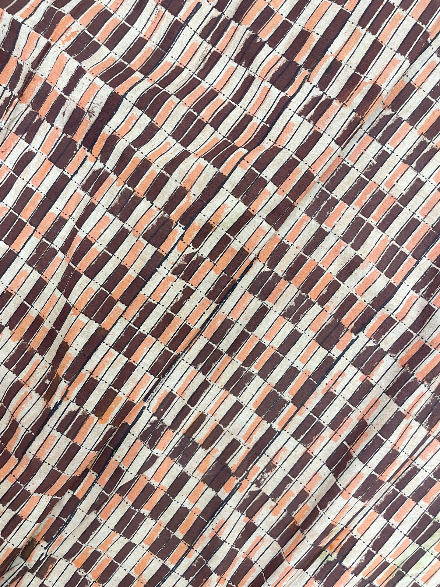 Premium Exclusive Brown And Peach Block Print On Cotton Fabric