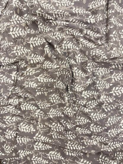 Exquisite Beautiful Grey Block Print On Cotton Fabric