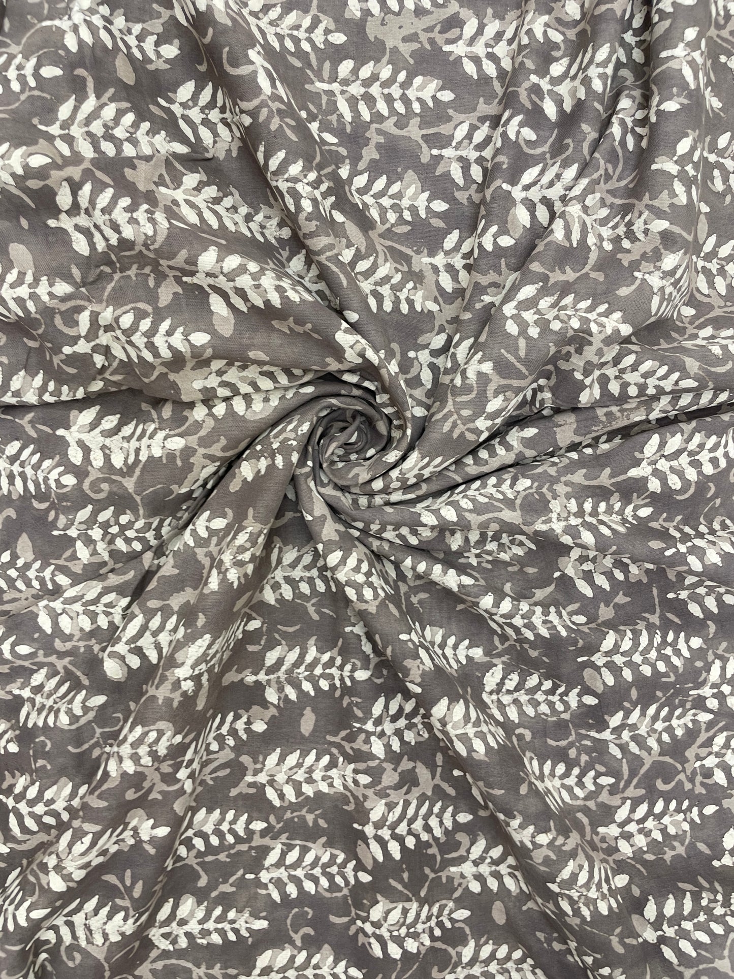 Exquisite Beautiful Grey Block Print On Cotton Fabric