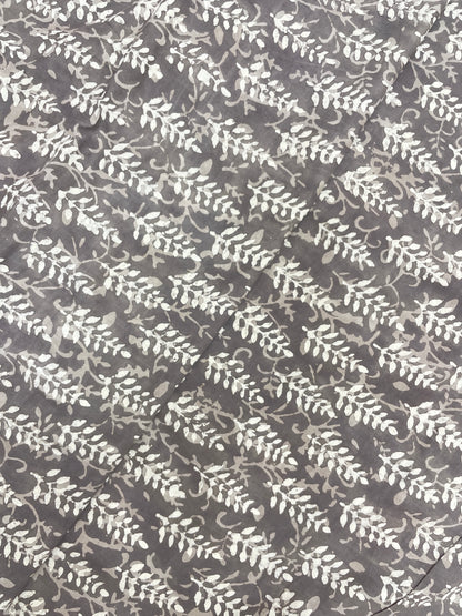 Exquisite Beautiful Grey Block Print On Cotton Fabric