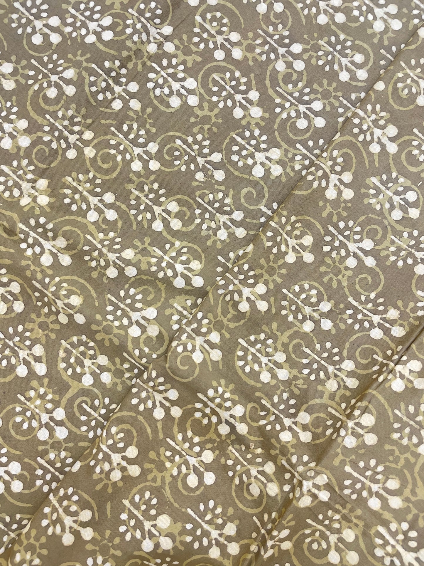 Premium Adorable Block Print On Mehndi Color Cotton Fabric