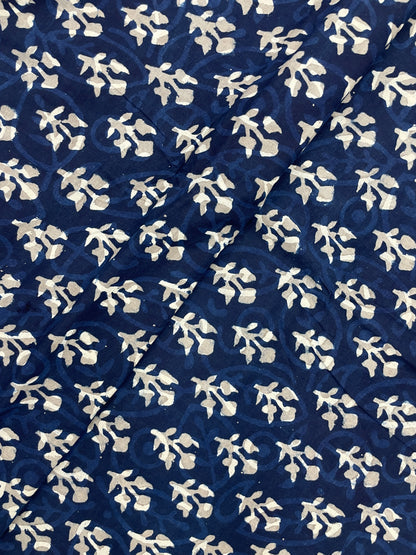 Marvelous Attractive Block Print On Blue Cotton Fabric