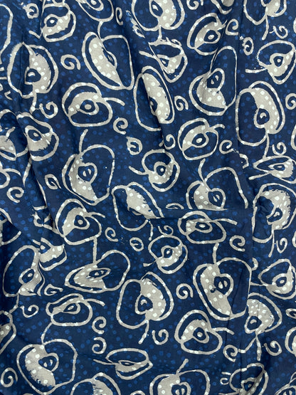 Unique Gorgeous Block Print On Blue Cotton Fabric