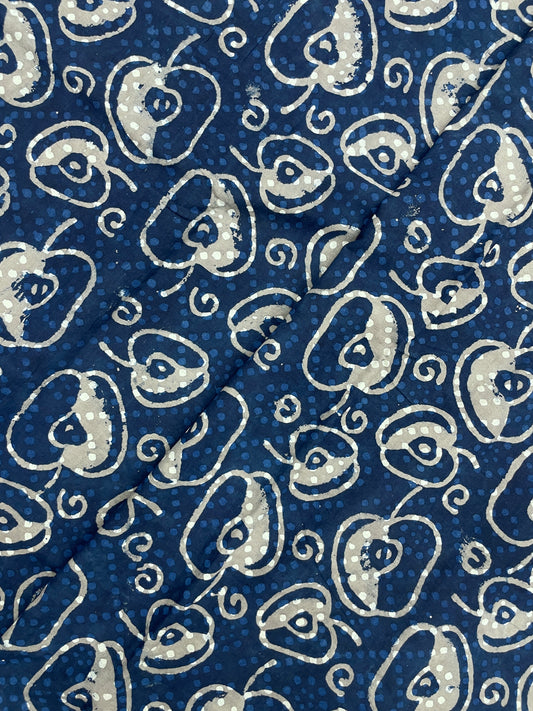 Unique Gorgeous Block Print On Blue Cotton Fabric