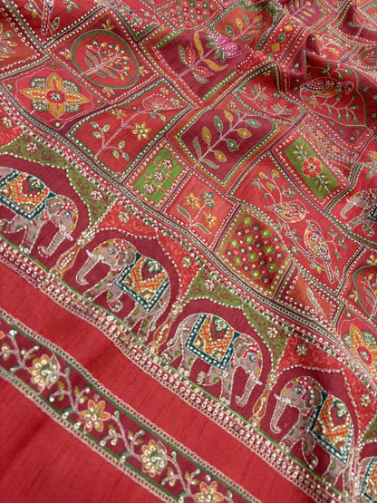 Dola Silk Print With Embroidery [54 inch]